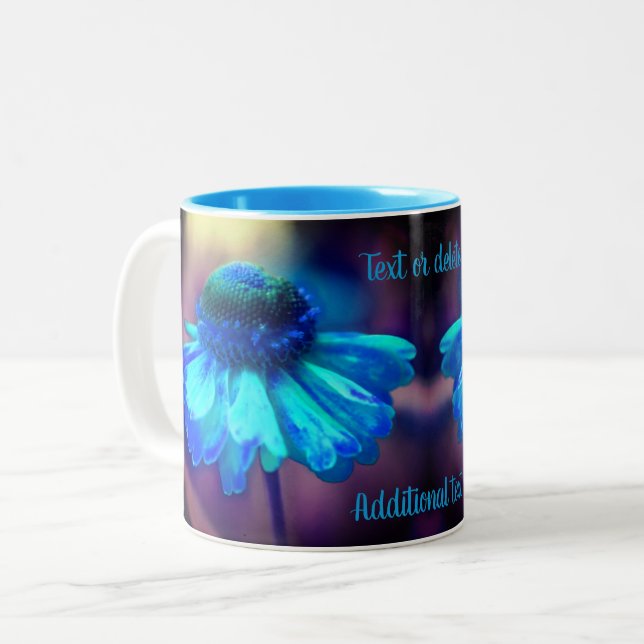 Tasse 2 Couleurs Blue Zinnia Flower Art personnalisé (Devant gauche)