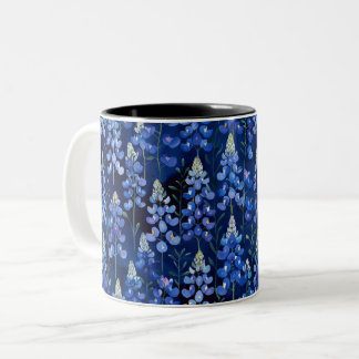 Tasse 2 Couleurs Bluebonnets - Fleurs Texas Bleu foncé