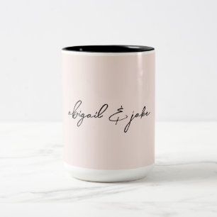 Tasse 2 Couleurs Blush Modern Script Couple Names