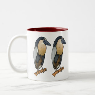 Tasse 2 Couleurs Boat-billed heron bird cartoon
