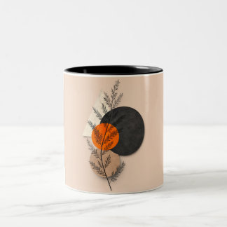 Tasse 2 Couleurs Boho Botanique Géométrique Orange Noir Art Neutre