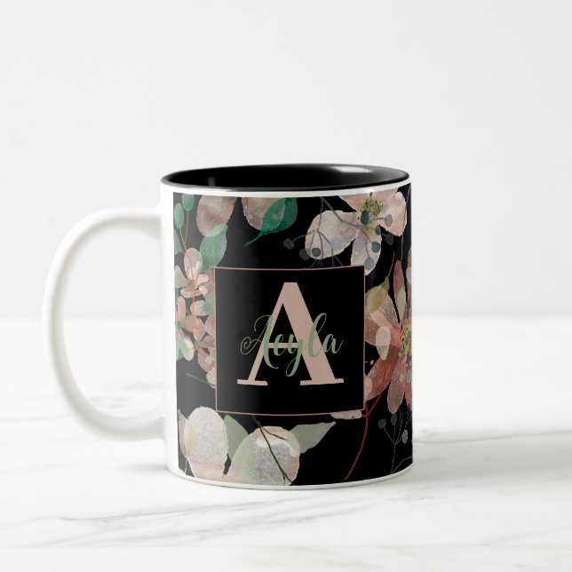 Tasse 2 Couleurs Boho de minuit Aquarelle Botaniques (Gauche)
