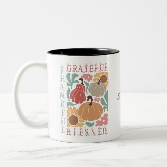 Tasse 2 Couleurs Boho Fall Grateful Thanksgiving (Gauche)