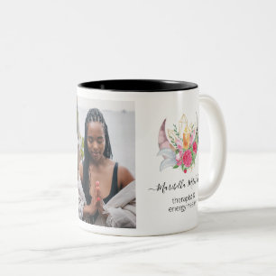 Tasse 2 Couleurs Boho Lune Cristaux Plumes Fleurs Photo