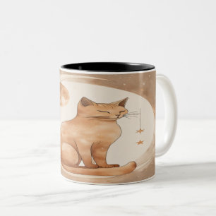 Tasse 2 Couleurs Boho Moon Cat Design