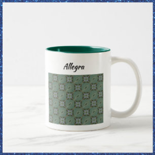 Tasse 2 Couleurs Boho Moss Green Batik Imprimer