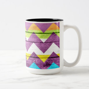 Tasse 2 Couleurs Bois Chevron vintage Abstrait #6
