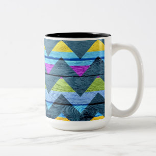 Tasse 2 Couleurs Bois coloré Chevron Abstrait #3