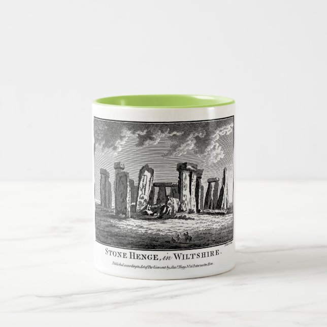 Tasse 2 Couleurs Bois de Stonehenge antique gravure circulaire de p (Centre)