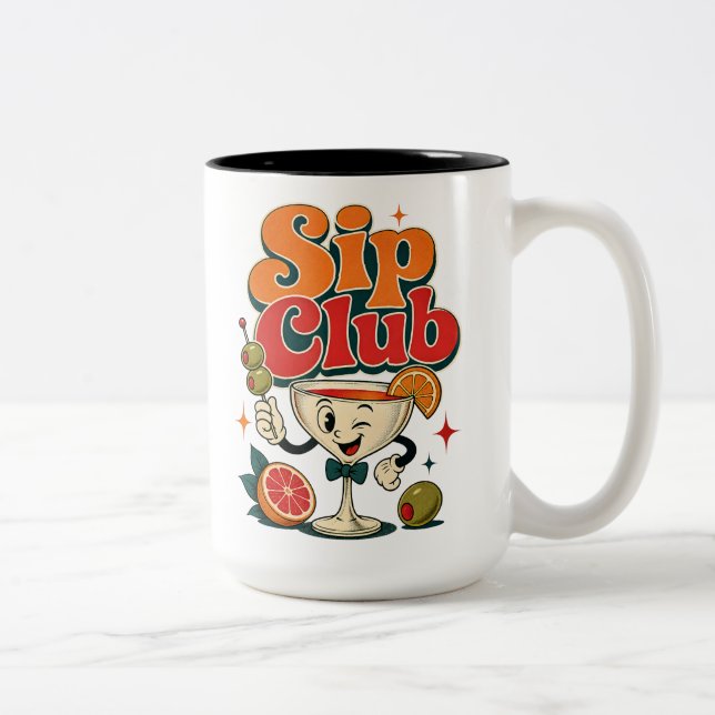 Tasse 2 Couleurs Boisson Club Rétro Cocktail (Droit)