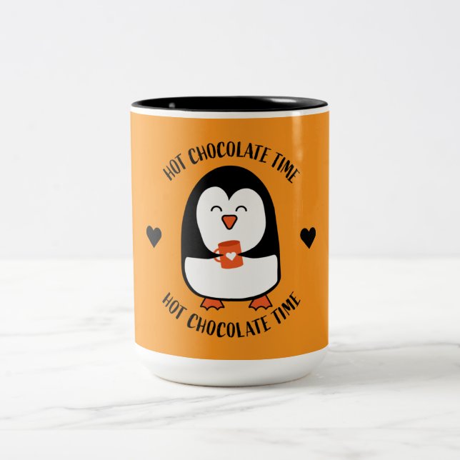 Tasse 2 Couleurs Boisson de pingouin au chocolat chaud (Centre)