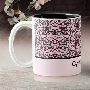 Tasse 2 Couleurs Boîte rose et noir Mandala Design graphique à deux