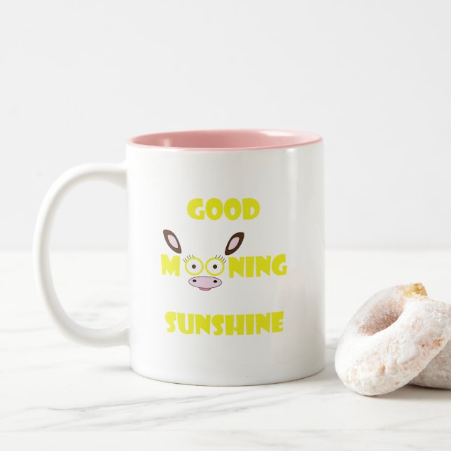 Tasse 2 Couleurs Bon logo "Mooning" Sunshine Cow (Avec donut)