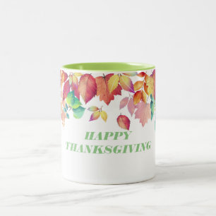 Tasse 2 Couleurs Bon thanksgiving de feuille d'automne