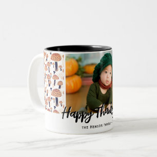 Tasse 2 Couleurs Bon thanksgiving Orange Champhroom photo automne