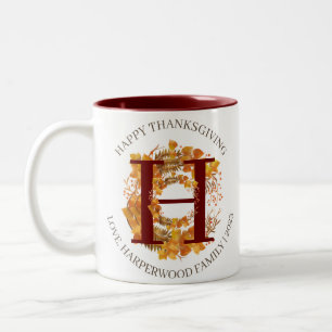 Tasse 2 Couleurs Bon thanksgiving simple de récolte d'automne de mo