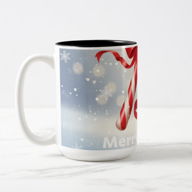 Tasse 2 Couleurs Bonbon de Noël Joyeux -  (Gauche)