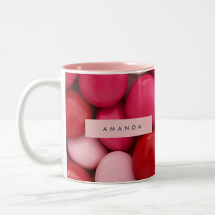 Tasse 2 Couleurs Bonbons roses rouges et blancs personnalisés