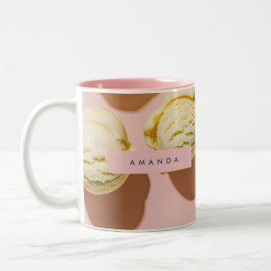 Tasse 2 Couleurs Bonheur de Crème de Citron Pastel Personnalisé