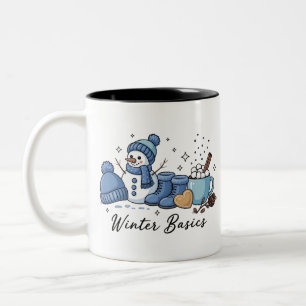 Tasse 2 Couleurs Bonhomme de neige de base hivernale Météo de Noël