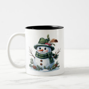 Tasse 2 Couleurs Bonhomme de neige de Noël Saison hivernale Vacance