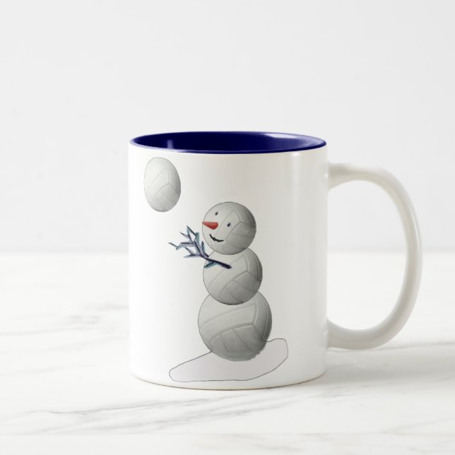 Tasse 2 Couleurs Bonhomme de neige de volleyball (Droit)