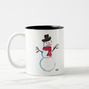 Tasse 2 Couleurs Bonhomme de neige rétro visage mignon Enfants Hive