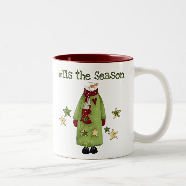 Tasse 2 Couleurs Bonhomme de neige Tis la saison (Droit)