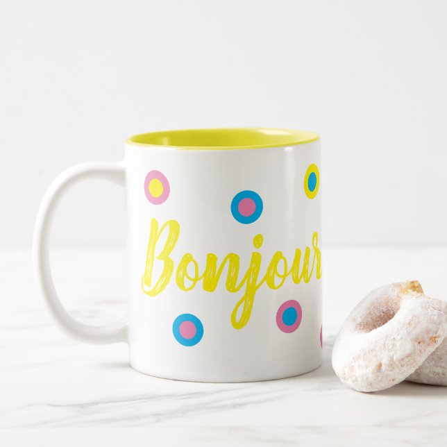 Tasse 2 Couleurs Bonjour (Avec donut)