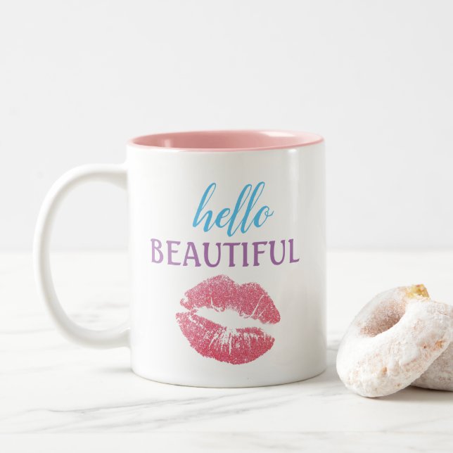 Tasse 2 Couleurs Bonjour Beauté (Avec donut)