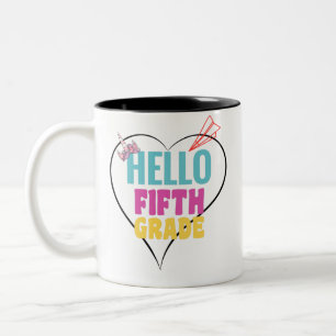 Tasse 2 Couleurs Bonjour cinquième année Conception Cool pour la