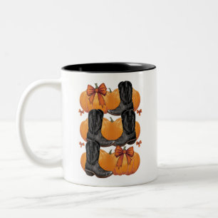 Tasse 2 Couleurs Bonjour Citrouille Western Automne Coquette Nœud C