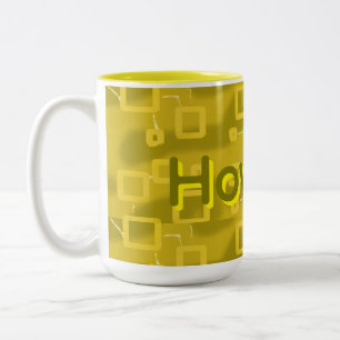 Tasse 2 Couleurs Bonjour Géométrique Jaune