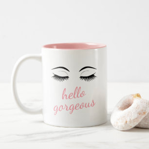 Tasse 2 Couleurs Bonjour, Jolie Eyelashes