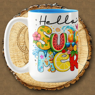 Tasse 2 Couleurs Bonjour les vibes estivales fruits tropicaux