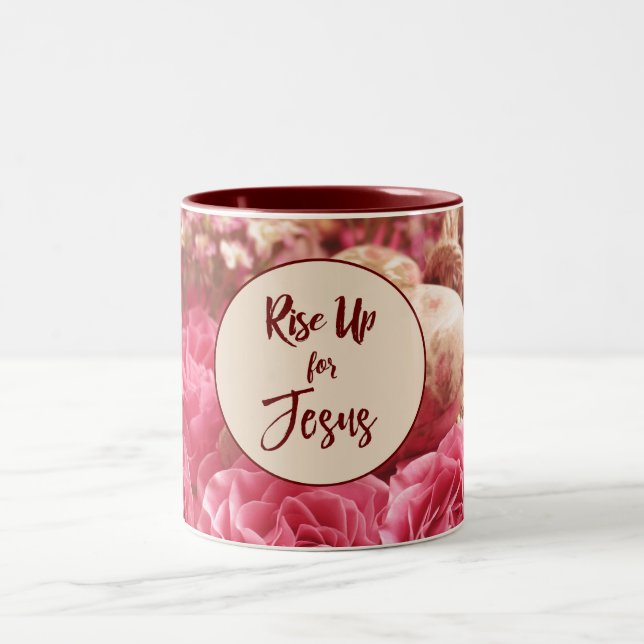 Tasse 2 Couleurs Bonjour ; Levez-vous pour la citation de Jésus (Centre)