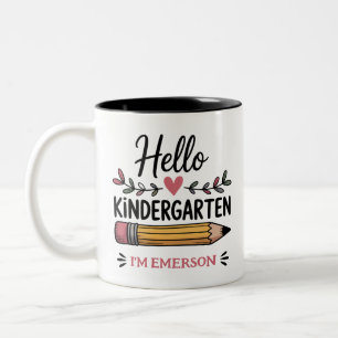 Tasse 2 Couleurs Bonjour maternelle personnalisé retour à l'école