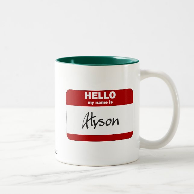 Tasse 2 Couleurs Bonjour mon nom est Alyson (rouge) (Droit)