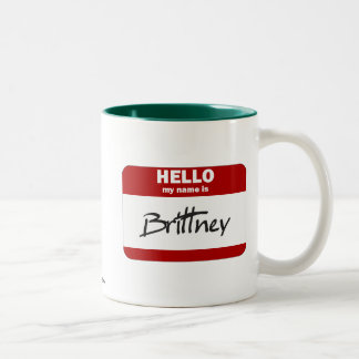 Tasse 2 Couleurs Bonjour mon nom est Brittney (rouge)