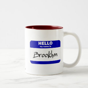 Tasse 2 Couleurs Bonjour mon nom est Brooklyn (bleu)