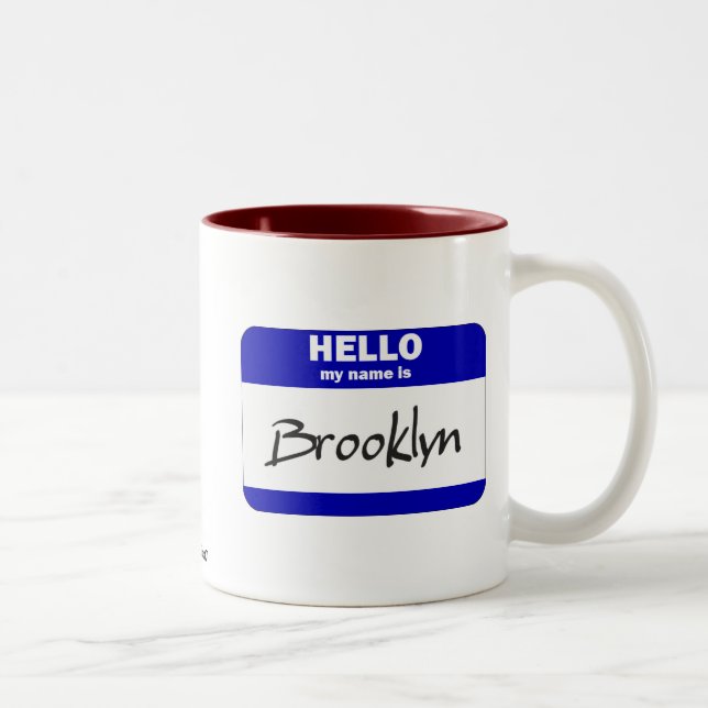 Tasse 2 Couleurs Bonjour mon nom est Brooklyn (bleu) (Droit)