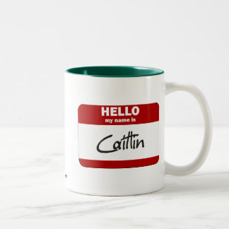 Tasse 2 Couleurs Bonjour mon nom est Caitlin (rouge)