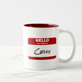 Tasse 2 Couleurs Bonjour mon nom est Casey (rouge)
