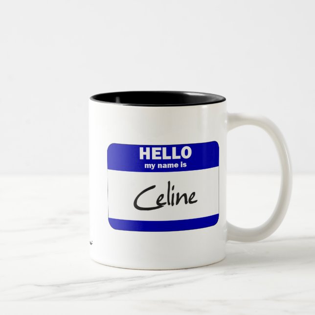 Tasse 2 Couleurs Bonjour mon nom est Celine (bleue) (Droit)