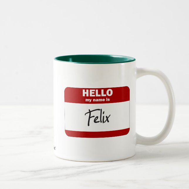 Tasse 2 Couleurs Bonjour mon nom est Felix (rouge) (Droit)