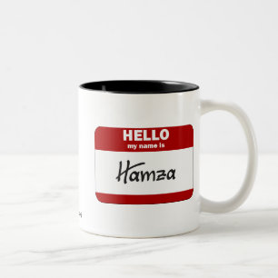Tasse 2 Couleurs Bonjour mon nom est Hamza (rouge)