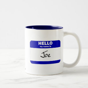 Tasse 2 Couleurs Bonjour mon nom est Joe (bleu)