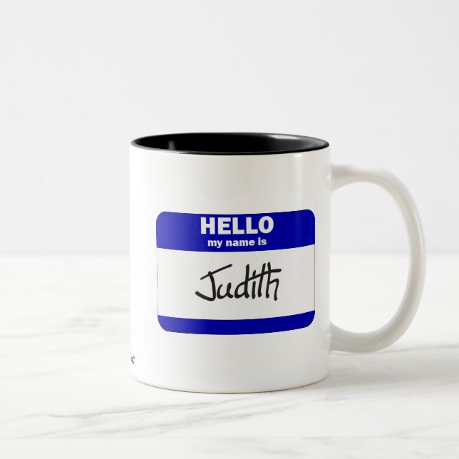 Tasse 2 Couleurs Bonjour mon nom est Judith (bleue) (Droit)