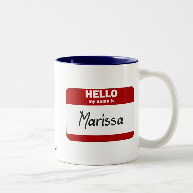 Tasse 2 Couleurs Bonjour mon nom est Marissa (rouge) (Droit)