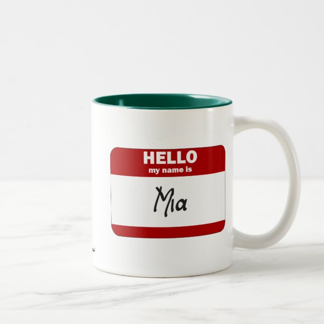Tasse 2 Couleurs Bonjour mon nom est Mia (rouge) (Droit)